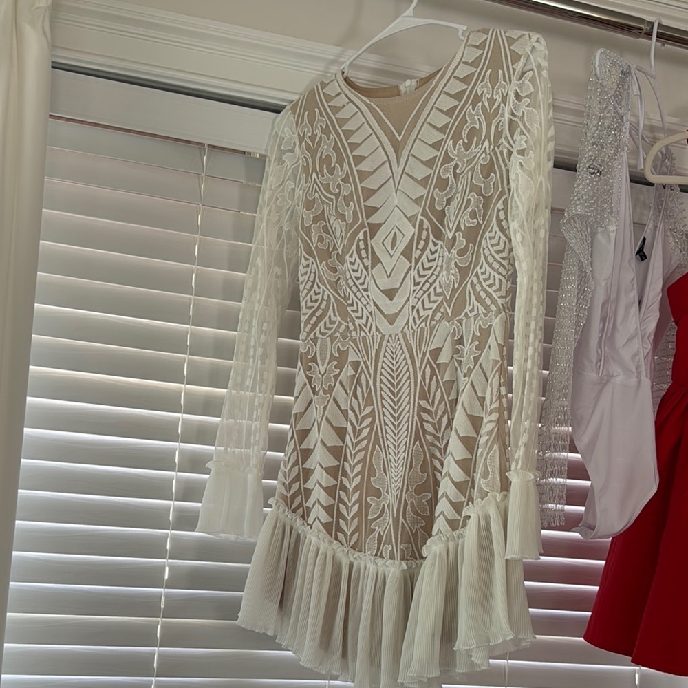 White Sheer Embroidered Dress